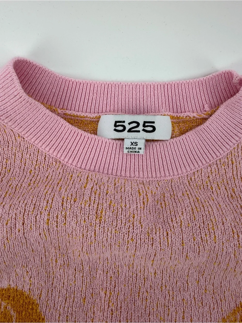 525 America Pink Orange Citrus Fruit Print Knit Sweater Balloon Sleeve XS - Picture 2 of 6